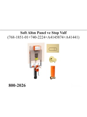 Vitra Gömme Rezervuar Seti (Gömme Rezervuar + Stop Valf + Soft Altın Panel)