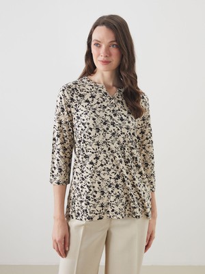 Lc Waikiki Yeni Sezon Kaçık Yaka Çiçekli Kadın Bluz