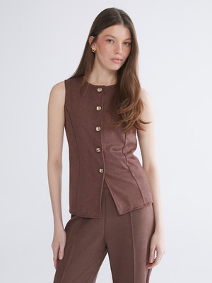 Lc Waikiki Yeni Sezon Bisiklet Yaka Kadın Süet Görünümlü Klasik Yelek