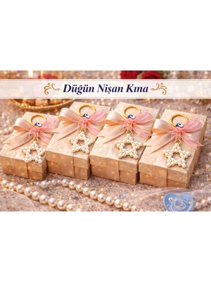 Crystal Atelier 15 Adet İnci Yıldız Anahtarlık – Düğün Nişan Söz Kına Bride To Be Bekarlığa Veda Toplu Hediyelik