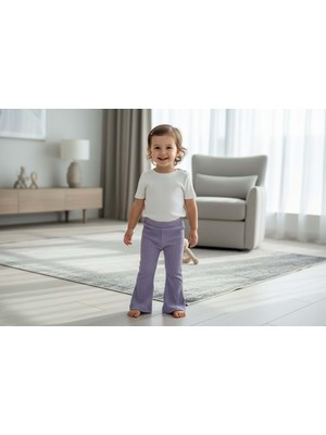 Krinkel Kumaş Ispanyol Paça Kız Pantolon - RYZ120 - Lila - 18 - 24 Ay Lila