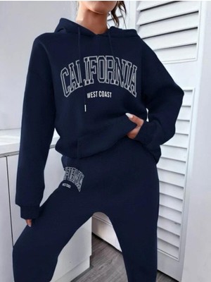 Evyora Kadın Üç Iplik Kumaş California Kapşonlu Ikili Takım