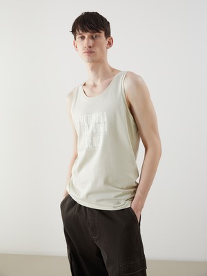 Lc Waikiki Yeni Sezon Bisiklet Yaka Baskılı Erkek Kolsuz Tişört