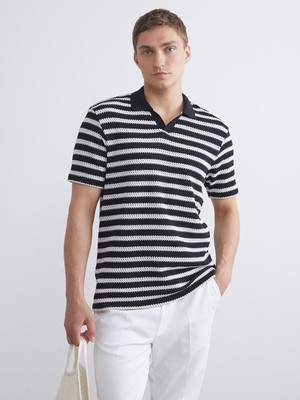 Lc Waikiki Yeni Sezon Polo Yaka Çizgili Penye Erkek Tişört