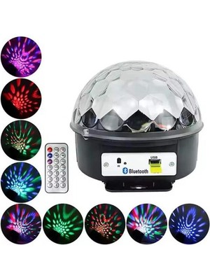 Marsilyan Disko Topu Renkli Işıklı Lazer Parti Bluetooth Bağlantılı LED Küre