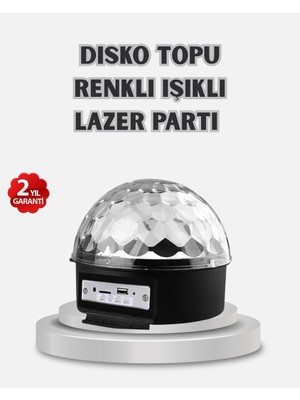 Marsilyan LED Disko Küresi Bluetooth Hoparlörlü Ritimle Senkronize Döner Işıklı