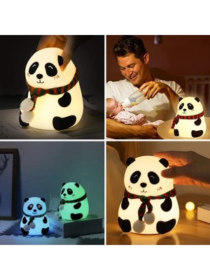 Velisse Accessories Pofuduk Panda LED Masa Lambası - Dokunmatik Renk Değiştiren Şarjlı Dekoratif Gece Aydınlatması