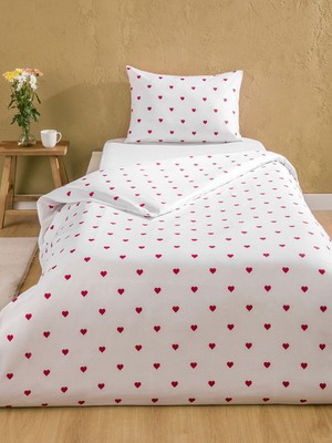 Lc Waikiki Yeni Sezon Kalp Baskılı Tek Kişilik Nevresim Seti