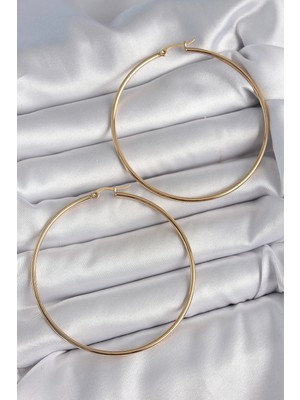 Hsc Bilişim 316 Çelik Gold Renk 63 mm Halka Model Kadın Küpe - TJ-BKP10512