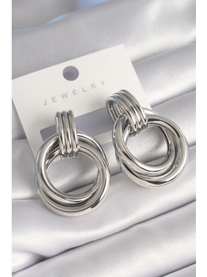 Hsc Bilişim Pirinç Gümüş Renk Halka Model Kadın Küpe - TJ-BKP8738