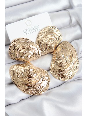 Hsc Bilişim Pirinç Sallantılı Deniz Kabuğu Model Gold Renk Kadın Küpe - TJ-BKP11024