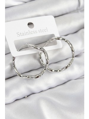 Hsc Bilişim Pirinç Halka Model Gümüş Renk Kadın Küpe - TJ-BKP11015