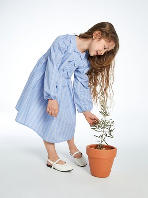 Lc Waikiki Yeni Sezon Bisiklet Yaka Krinkle Kız Çocuk Elbise