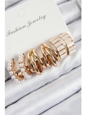 Hsc Bilişim Pirinç Incili Halka Model Gold Renk Kadın Set Küpe - TJ-BKP11089