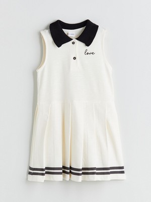 Lc Waikiki Yeni Sezon Polo Yaka Nakışlı Kız Çocuk Elbise