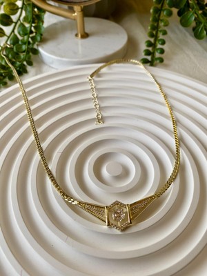 Jewelry Özel Seri 14K Yassı Zincirli Tasarım Kolye