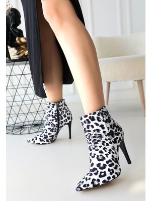 Lokiboo Blan Zebra Saten Topuklu Bot - Lisinya