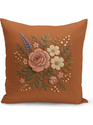 Bertille Home Çift Tarafı Dijital Baskılı Kırlent Kılıfı (Panç /punch Nakış Desen Görünümlü)