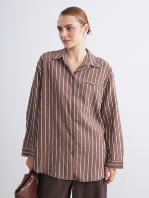 Lc Waikiki Yeni Sezon Çizgili Kadın Gömlek Tunik