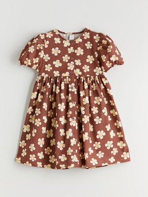 Lc Waikiki Yeni Sezon Bisiklet Yaka Çiçekli Kız Çocuk Elbise