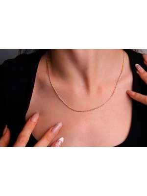 Silvesra Tricolor 925 Ayar Gümüş Minimal Zincir Kolye