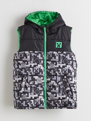 Lc Waikiki Yeni Sezon Kapüşonlu Minecraft Baskılı Erkek Çocuk Şişme Yelek