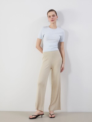 Lc Waikiki Yeni Sezon Beli Lastikli Dokulu Kadın Triko Pantolon