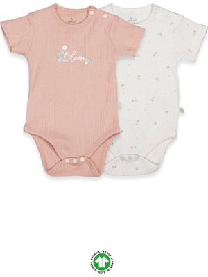 Bistyle Flying Bloom White Yarım Kol 2'li Body 17118 Ekru Gül Kurusu