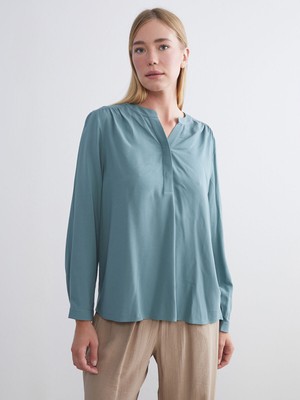 Lc Waikiki Yeni Sezon Kaçık Yaka Keten Karışımlı Bluz