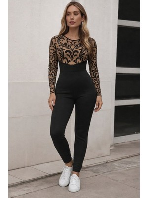 Moda Loris Kadın Siyah Krep Kumaş Pantolon