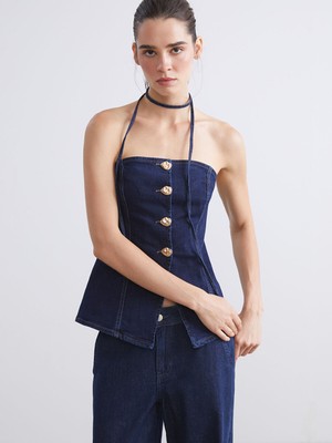 Lc Waikiki Yeni Sezon Straplez Yaka Jean Bluz
