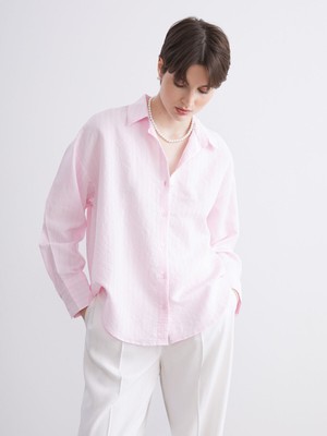 Lc Waikiki Yeni Sezon Çizgili Oversize Modal Karışımlı Kadın Gömlek