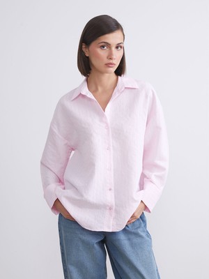 Lc Waikiki Yeni Sezon Çizgili Oversize Modal Karışımlı Kadın Gömlek
