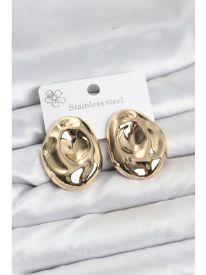 Pazarcan 316L Çelik Gold Renk Model Kadın Küpe
