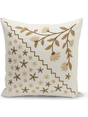 Bertille Home Çift Tarafı Dijital Baskılı Kırlent Kılıfı (Panç /punch Nakış Desen Görünümlü)