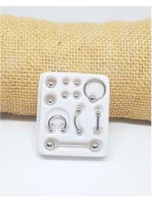 Lokiboo 11 Parça Piercing (Cerrahi Çelik) ve Piercing Topu Seti Piirsing ( Lisinya )