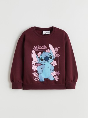 Lc Waikiki Yeni Sezon Bisiklet Yaka Stitch Baskılı Kız Çocuk Sweatshirt
