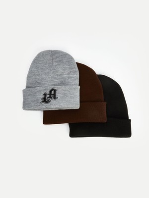 Lc Waikiki Yeni Sezon Nakışlı Erkek Bere Seti 3'lü