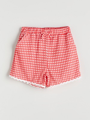 Lc Waikiki Yeni Sezon Beli Lastikli Ekose Kız Çocuk Şort
