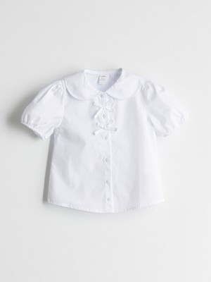 Lc Waikiki Yeni Sezon Kurdele Detaylı Kız Çocuk Gömlek