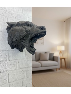 TeknoBaran Siyah Ayı Figürü Duvar Dekoru Asılabilir Hediyelik Heykel 25X19 cm (Kopya)