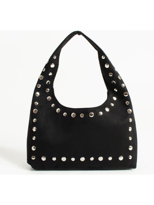 Pamela Zımbalı Süet Siyah Çanta