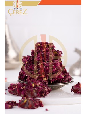 Gül Yaprağı Kaplı Nar Aromalı Antep Fıstıklı Kral Lokum (1000 Gram)