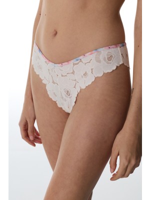 Penti Bej Lace Dantel V Model Brazilian Külot