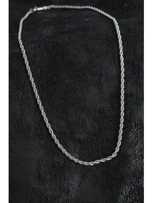 Lokiboo 316L Çelik Burgu Zincir Model Gümüş Renk Erkek Kolye - Lisinya