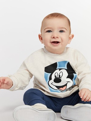 Lc Waikiki Yeni Sezon Mickey Mouse Baskılı Erkek Bebek Sweatshirt ve Eşofman Alt 2'li
