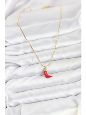 ForWhat Zarif Boyunlar  Için Golden Pirinç Kırmızı Kapya Biber Kadın Kolye