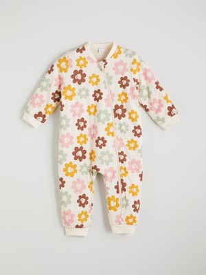 Lc Waikiki Yeni Sezon 1.6 Tog Bisiklet Yaka Uzun Kollu Çiçek Desenli Kız Bebek Tulum