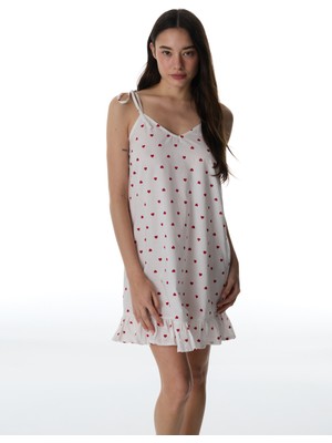 Penti Kırık Beyaz Red Hearts Gecelik