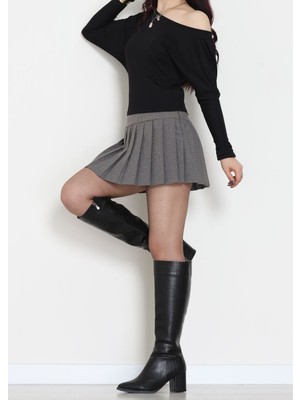 f.kereci Kadın Bisiklet Yaka Viskon Likralı Uzun Kollu Body – Siyah